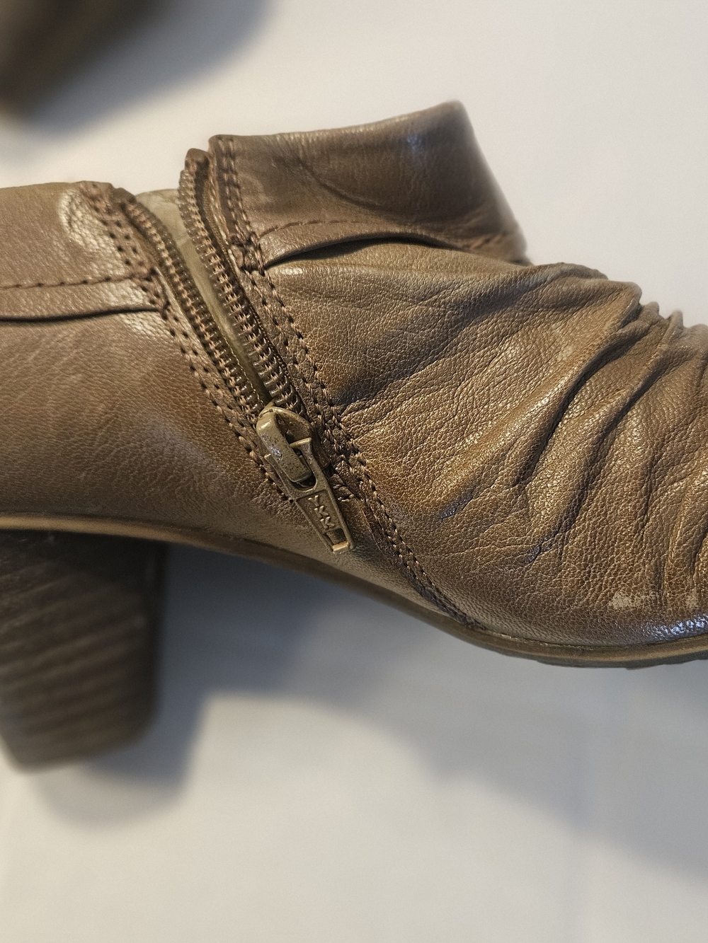 Pure Sole Women’s Brown Ruched Leather Ankle Heels - Picture 3 of 10